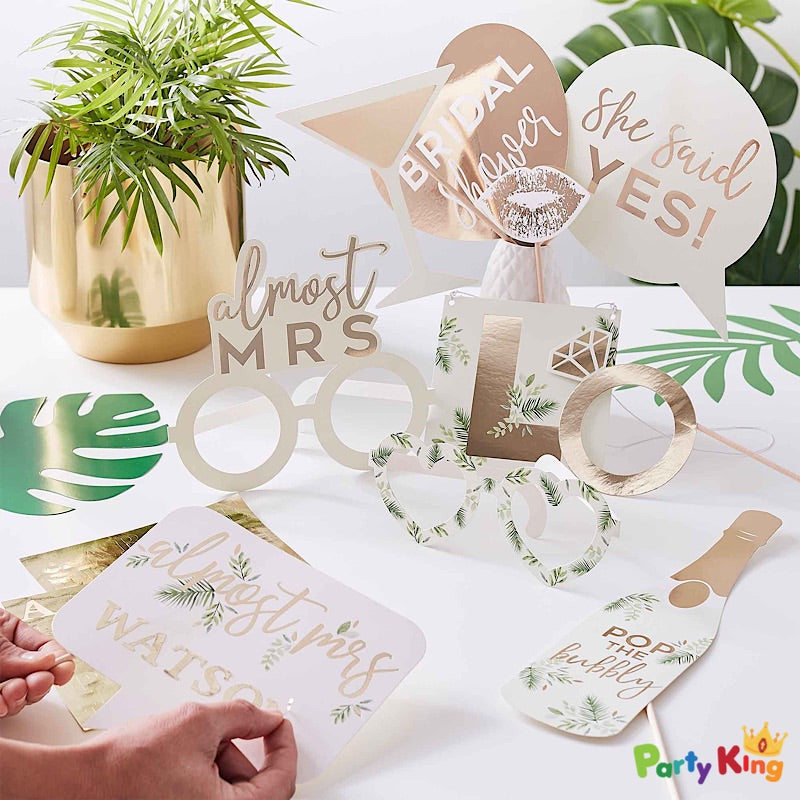 Botanical Hen Party Gold Foiled Photo-booth Props