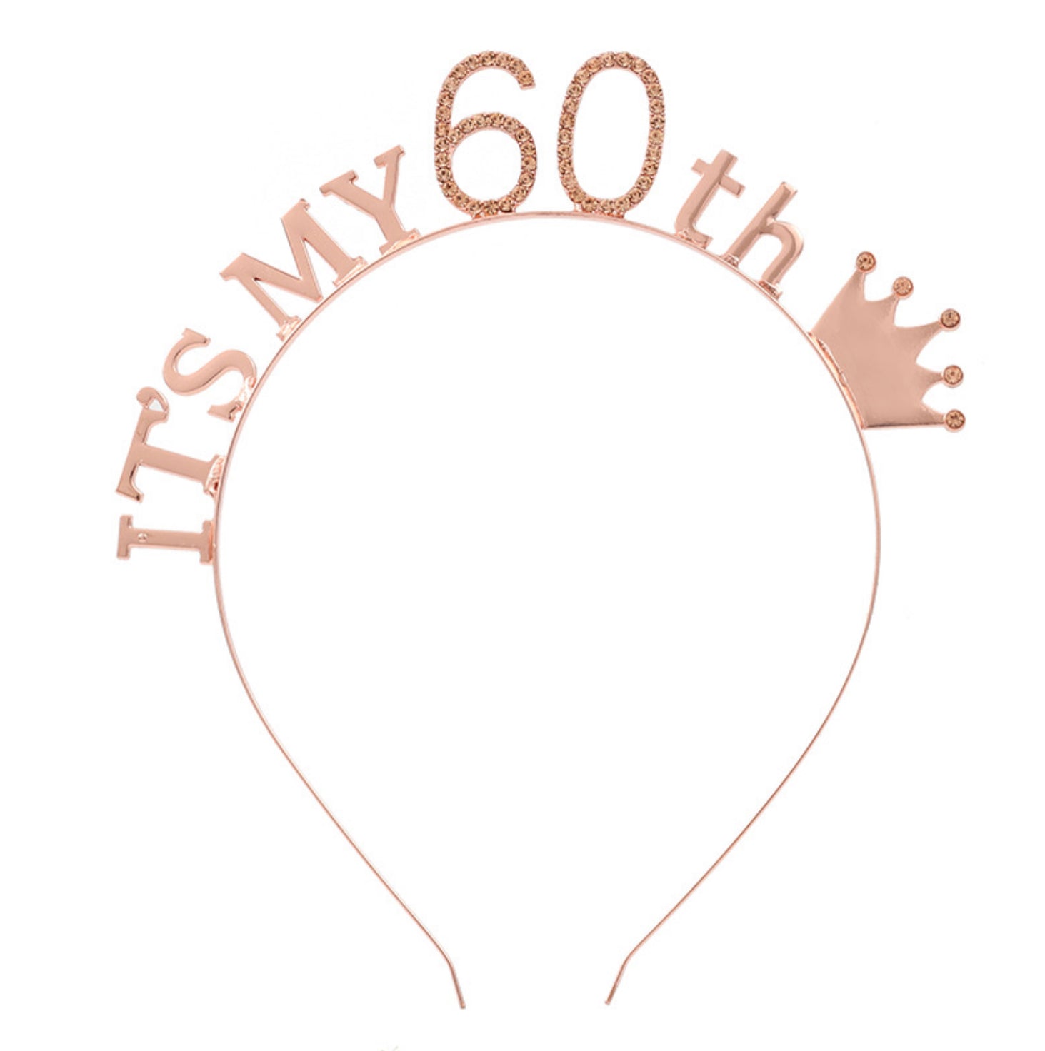60th Headband Rose Gold With Rhinestone