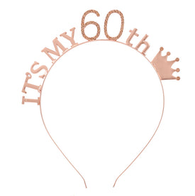 60th Headband Rose Gold With Rhinestone