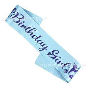 Birthday Girl Sash Mermaid Blue Dark Blue 