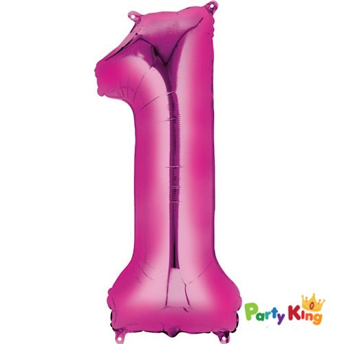 Bright Pink “1” Numeral Foil Balloon 86cm (34”)
