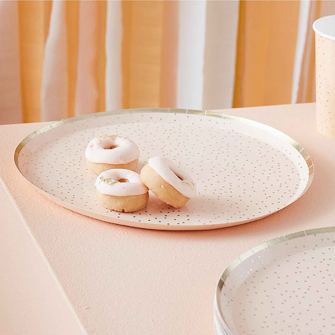 Image of Peach & Eco - Mix It Up Paper Plates Peach Dotty Gold Foiled