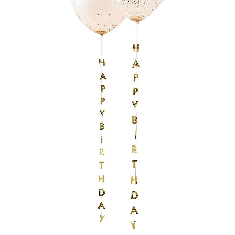 Gold - Mix It Up Balloon Tail Happy Birthday Gold Foiled