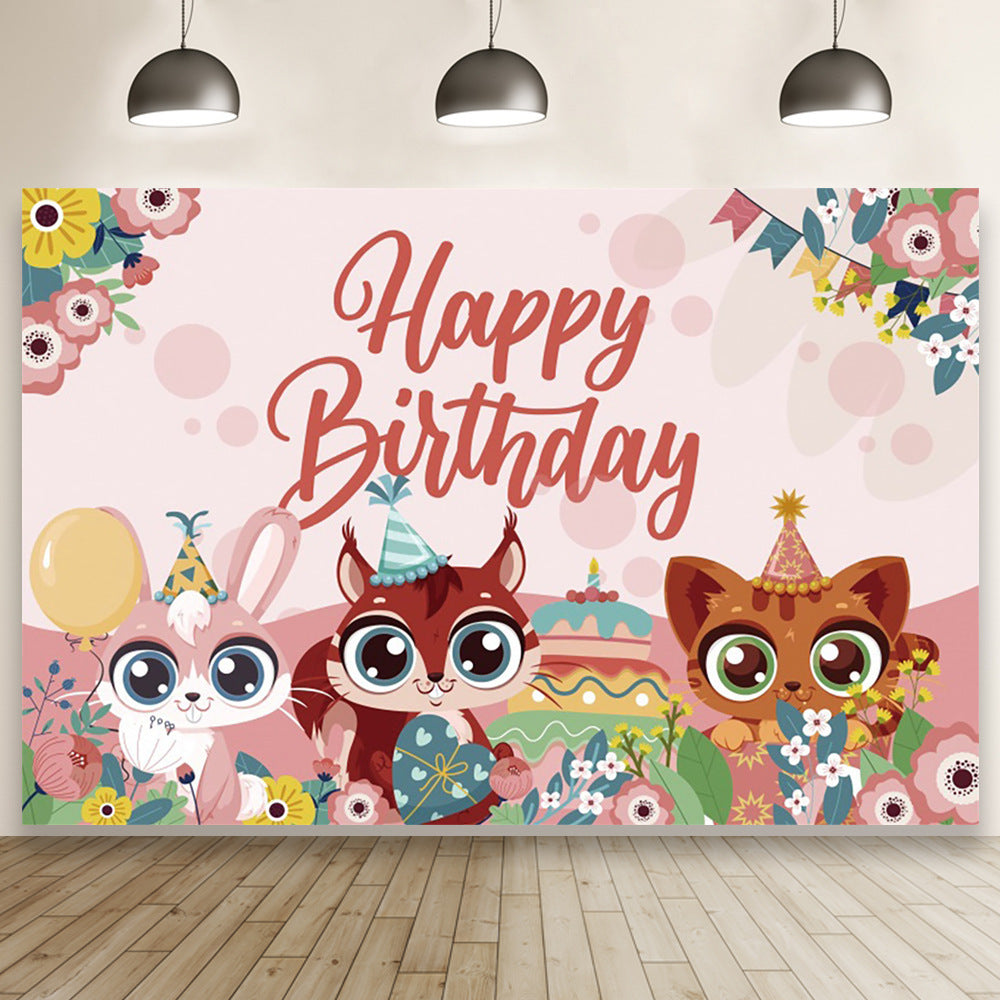 Woodland Backdrop - Big Eye woodland Animals