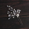 Bridal Pearl White Flower Crystal Trendy Hairpiece Silver
