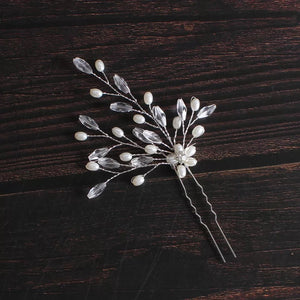 Bridal Pearl White Flower Crystal Trendy Hairpiece Silver