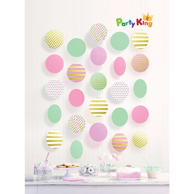 Pastel Hanging Circle Decorations Paper & Hot Stamped