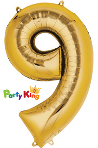 Gold "9" Numeral Foil Balloon 86cm (34")