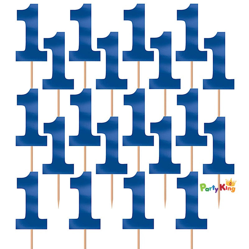 1st Birthday Boy Blue Number One Foil Picks
