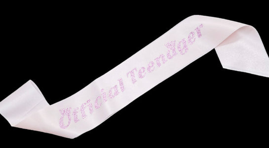 Official Teenager Sash Pink Glitter
