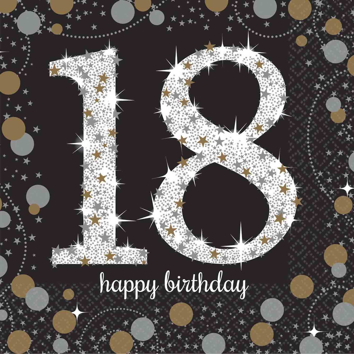 18th Beverage Napkins Sparkling Gold