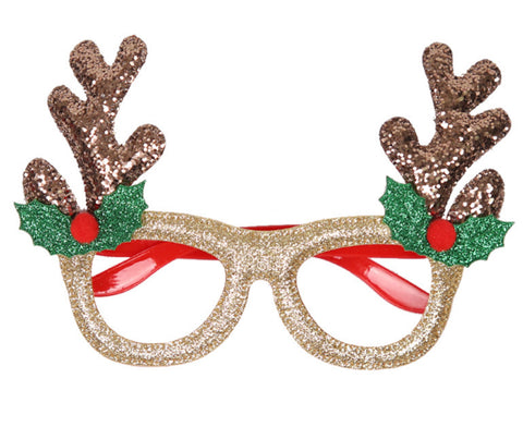 Image of Christmas Glasses With Glitter Anklets and Holly