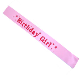 Birthday Girl Sash Pink Red