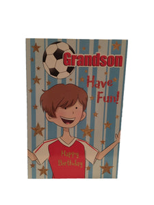 Grandson Happy Birthday Have Fun! Boy And Soccer
