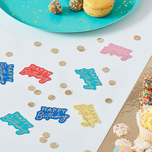 Gold - Mix It Up Table Confetti Happy Birthday Multicoloured Gold Foiled