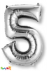 Silver "5" Numeral Foil Balloon 86cm (34")