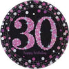 Sparkling Pink 30th 9” Plates 8pc