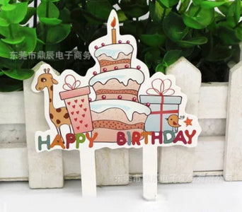 High Quality Paper Mini Cake Topper - Happy Birthday Cake & Presents