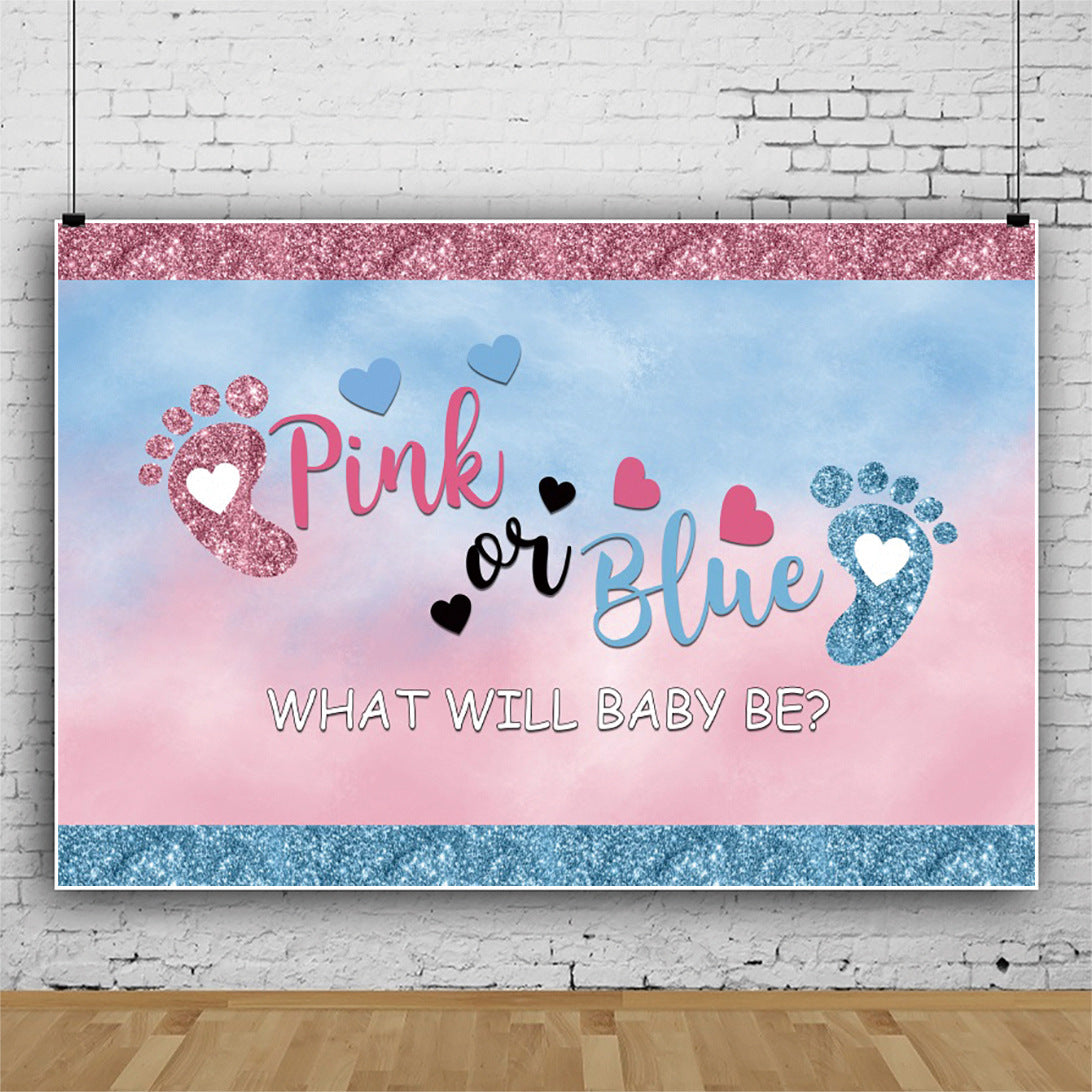 Gender Reveal Backdrop - Glitter Foots