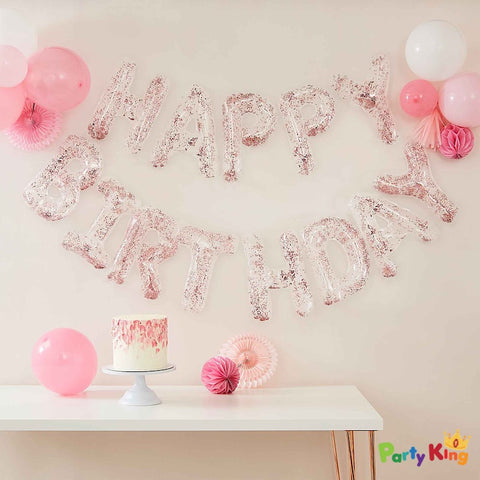 Mix It Up Clear Foil Letter Confetti Filled Happy Birthday Balloons