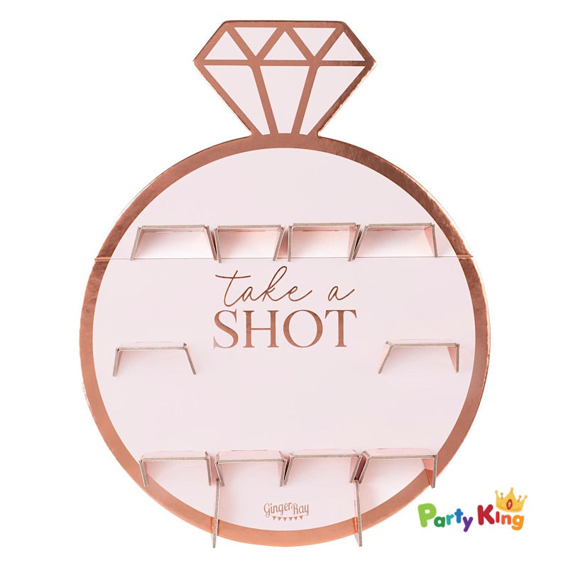 Blush Hen Party Rose Gold Ring Shot Wall