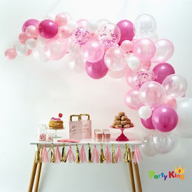 Balloon Garland Arch Pink, White and Confetti Balloon