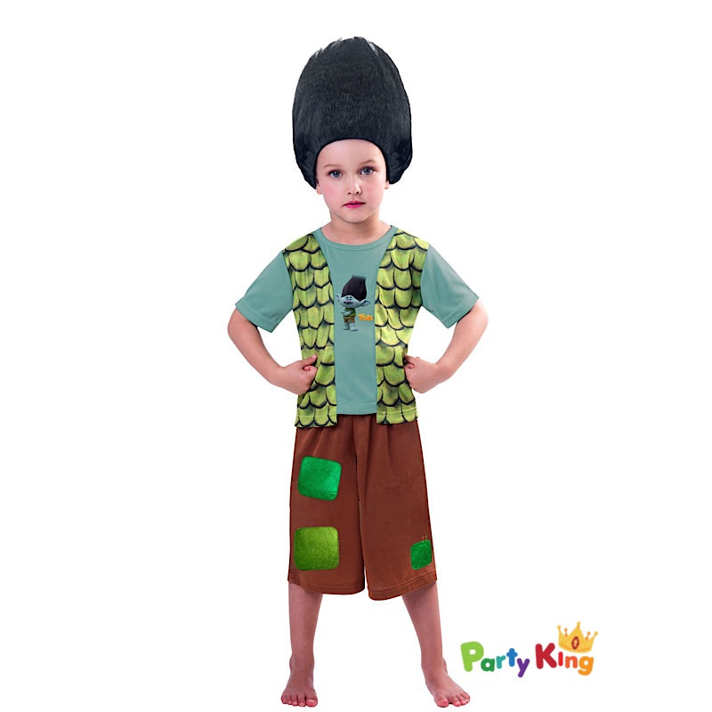 Trolls Boy Branch Costume & Wig 5-7 Years