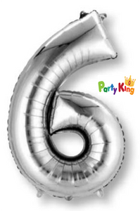 Silver "6" Numeral Foil Balloon 86cm (34")