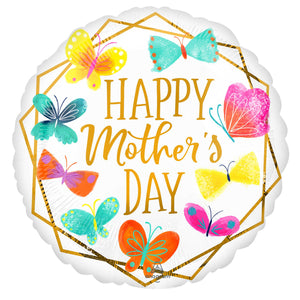 Happy Mother’s Day Butterflies & Gold Trim Foil Balloon