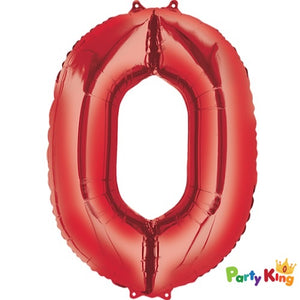 Red “0” Numeral Foil Balloon 86cm (34”)