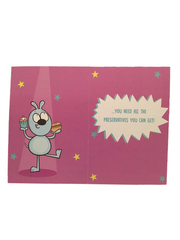 Image of Greeting card Birthday wishes at your age junk food is good for you inside