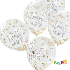 Botanical Hen party Gold Confetti 30cm Latex Balloons Almost Mrs