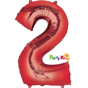 Red “2” Numeral Foil Balloon 86cm (34”)