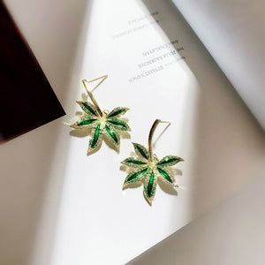 Green Leaf Gold Earring