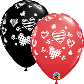 “Pattern Hearts & Arrow” Printed Balloon