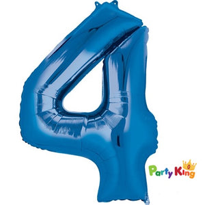 Bright Blue “4” Numeral Foil Balloon 86cm (34”)