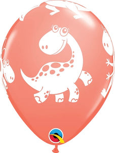 Cuddly Dinosaurs Latex Balloon Pink