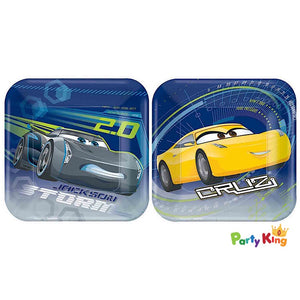 Cars 17cm Square Paper Lunch Plates