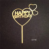 Happy Birthday Three Hearts Acrylic Cake Topper Gold