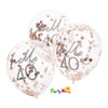 Mix It Up Rose Gold Confetti Filled ‘Hello 40’ 30cm Latex Balloons
