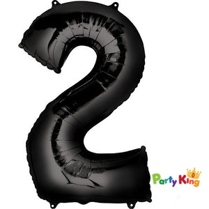 Black “2” Numeral Foil Balloon 86cm (34”)