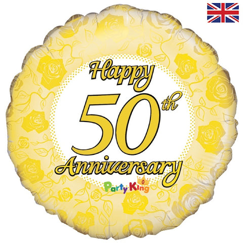 Happy 50th Anniversary Gold Round Foil Balloon