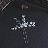 Bridal Pearl Flower Crystal T-shape Hairpiece Silver