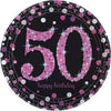 Sparkling Pink 50th 7” Plates 8pc