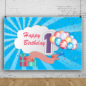 Happy 1st Birthday Balloon Canvas Backdrop