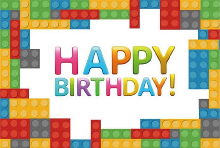 Happy Birthday Lego Block Canvas Backdrop