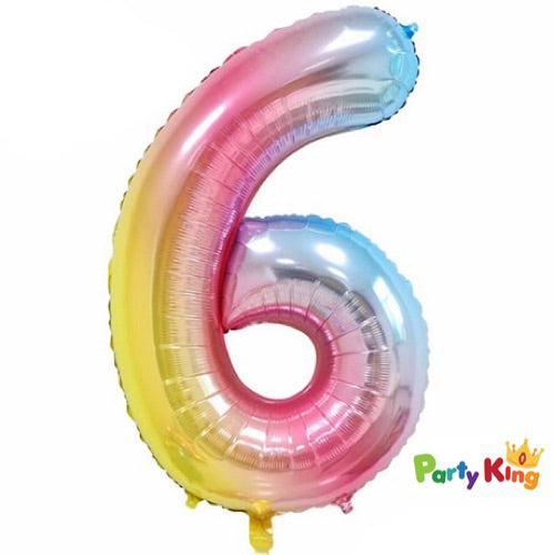 Pastel Rainbow “6” Numeral Foil Balloon 86cm (34”)