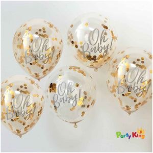 Oh Baby! Balloons 30cm Confetti Gold