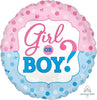 Gender Reveal Girl or Boy? Round Foil Balloon