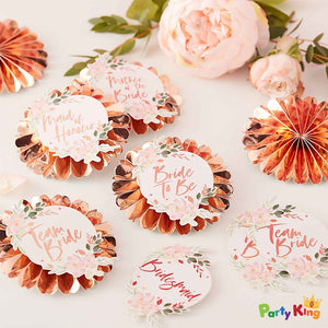 Floral Hen Party Pin Badges With Stickers